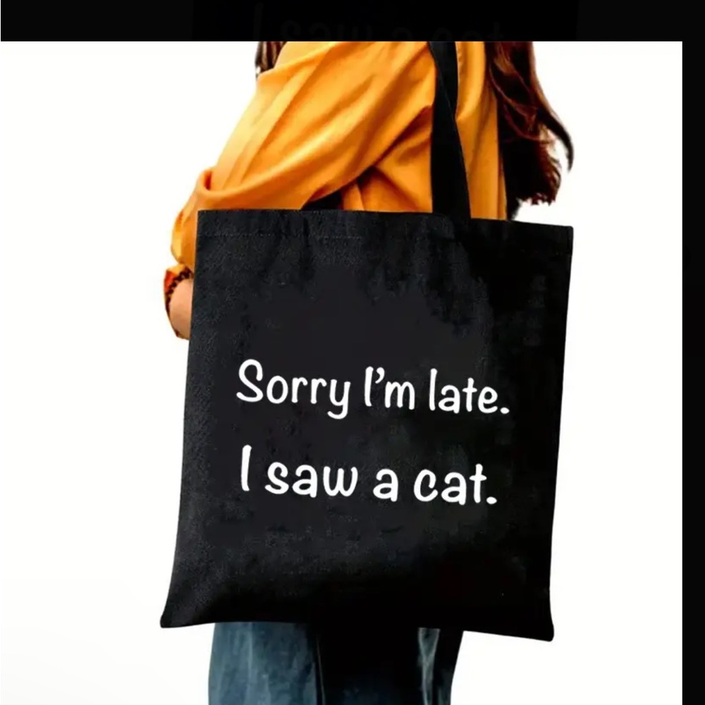 Black Tote Bag with Fun Quote